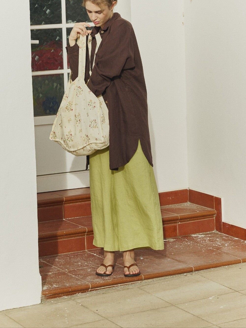 Notperfectlinen livorno oversized button down chocolate brown relaxed Large - Picture 3 of 7